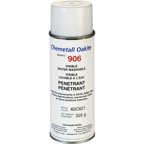 906 Water Washable Visible Penetrants, Aerosol Can Solutions industrielles ALPHA