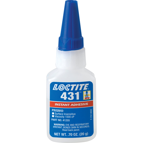 Adh&eacute;sif instantan&eacute;  431 pour toute surface, Transparent, Bouteille, 20 g Solutions industrielles ALPHA