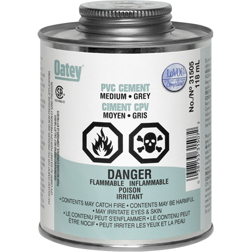 PVC Cement, 0.250 lbs, Brush-Top Can, Grey Solutions industrielles ALPHA