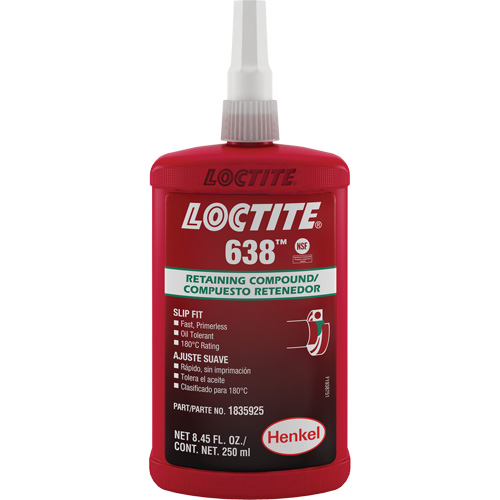 Loctite&reg; 638 Retaining Compound, 250 ml, Bottle, Green Solutions industrielles ALPHA