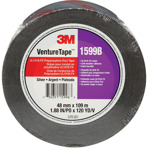 Ruban en polypropyl&egrave;ne Venture Tape 1599B, 3 mils, Argent, 48 mm (2") x 109,7 m (359,9') Solutions industrielles ALPHA