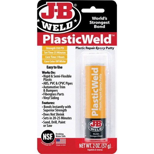 Colle &eacute;poxyde PlasticWeld, 2 oz, B&acirc;ton, Blanc cass&eacute; Solutions industrielles ALPHA
