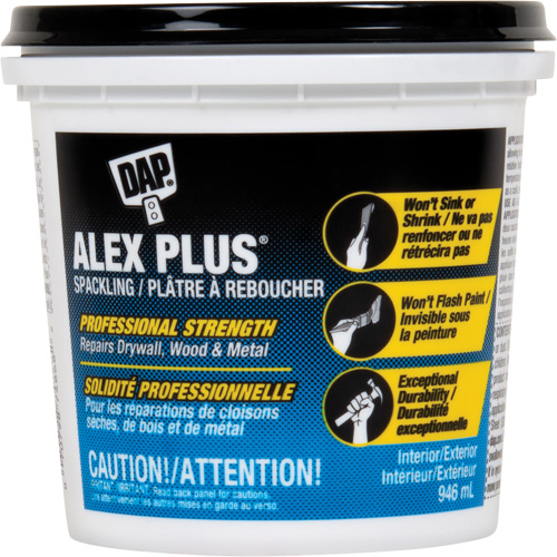 Alex Plus&reg; Spackling, 946 ml, Plastic Container Solutions industrielles ALPHA