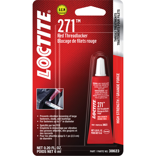 Compos&eacute; de blocage 271, Rouge, &eacute;lev&eacute;, 6 ml, Tube Solutions industrielles ALPHA