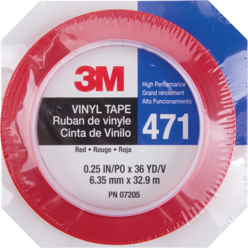 471 Vinyl Tape, 6 mm (1/4") W x 32.9 m (108') L, 5.3 mils, Red Solutions industrielles ALPHA