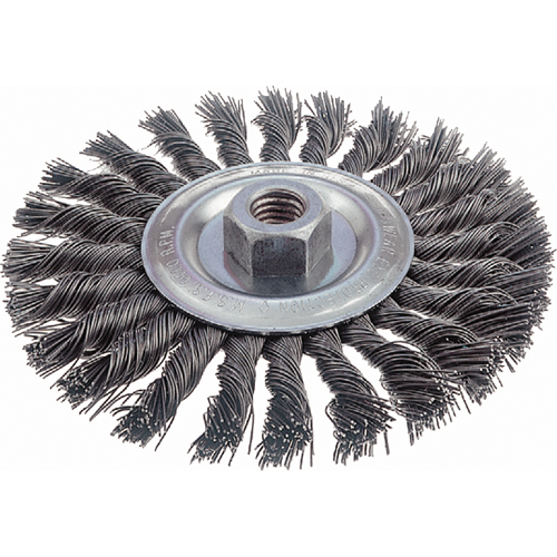 Knot Wire Wheel Brushes - Standard Twist Knot, 6" Dia., 0.023" Fill, 5/8"-11 Arbor, Steel Solutions industrielles ALPHA