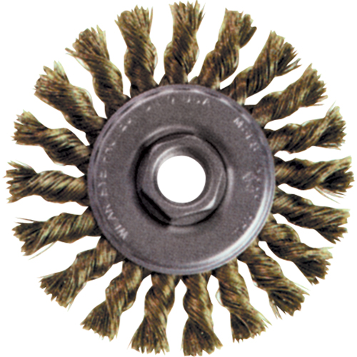 High Speed Small Grinder Knot Wire Wheel Brush, 4" Dia., 0.02" Fill, 5/8"-11 Arbor, Steel Solutions industrielles ALPHA