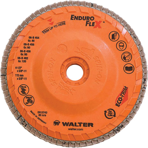 Enduro-Flex Flap Disc, 4-1/2" x 5/8"-11, Type 27, 80 Grit, Zirconia Alumina Solutions industrielles ALPHA