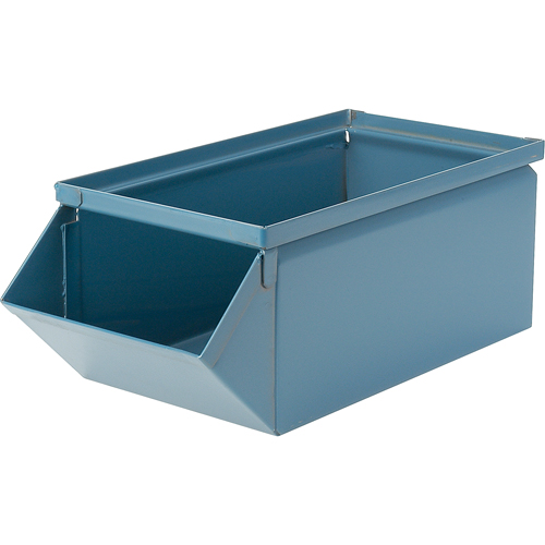 Bac en acier, Cap. 100 lb, 4-1/2" la x 8" p x 4-1/2" h, Bleu Solutions industrielles ALPHA