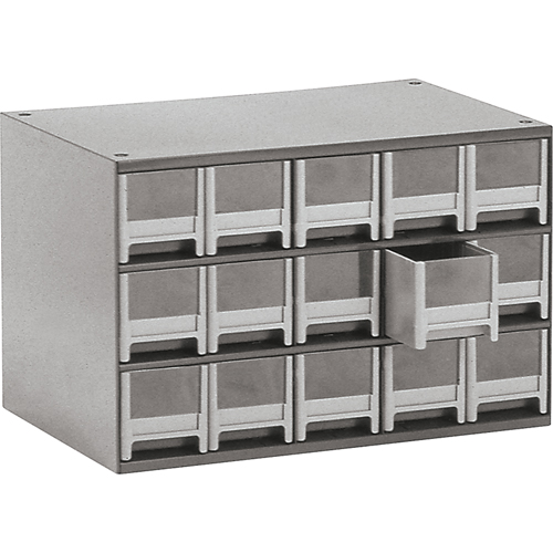 Modular Parts Cabinets, Steel, 15 Drawers, 17" x 10-9/16" x 3-1/16", Grey Solutions industrielles ALPHA
