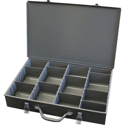 Adjustable Compartment Boxes, Steel, Variable Slots, 18" W x 12" D x 3" H, Grey Solutions industrielles ALPHA