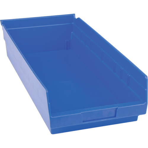 Plastic Shelf Bins, 8-3/8" W x 4" H x 17-7/8" D, Blue, 20 lbs. Capacity Solutions industrielles ALPHA