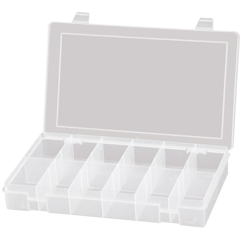 Compact Polypropylene Compartment Cases, 11" W x 6-3/4" D x 1-3/4" H, 12 Compartments Solutions industrielles ALPHA