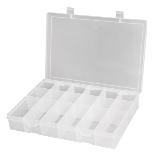 Compact Polypropylene Compartment Cases, 11" W x 6-3/4" D x 1-3/4" H, 18 Compartments Solutions industrielles ALPHA