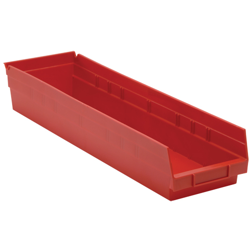 Shelf Bins, 6-5/8" W x 4" H x 23-5/8" D, Red, 50 lbs. Capacity Solutions industrielles ALPHA