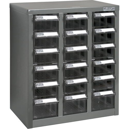 KPC-600 Parts Cabinet, Galvanized Steel, 18 Drawers, 13-9/10" x 8-7/10" x 16-3/10", Grey Solutions industrielles ALPHA