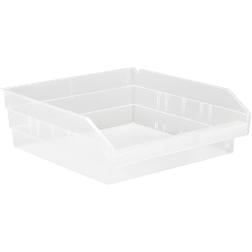 Bacs de rangement pour tablettes, 11-1/8" la x 4" H x 11-5/8" p, Transparent, Capacit&eacute; 30 lb Solutions industrielles ALPHA