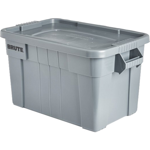 Brute Storage Tote with Lid, 27.88” D x 17.38” W x 15.13” H, 160 lbs. Capacity, Grey Solutions industrielles ALPHA