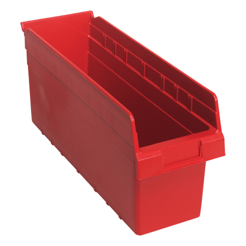 Store-Max Shelf Bins, 6-5/8" W x 8" H x 17-7/8" D, Red, 56 lbs. Capacity Solutions industrielles ALPHA