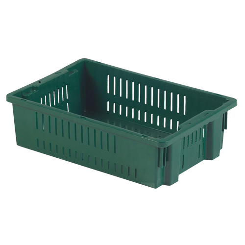Contenant en plastique empilable Stack-N-Nest pour l'agriculture, 13,1" x 19,7" x 5,6", Vert Solutions industrielles ALPHA