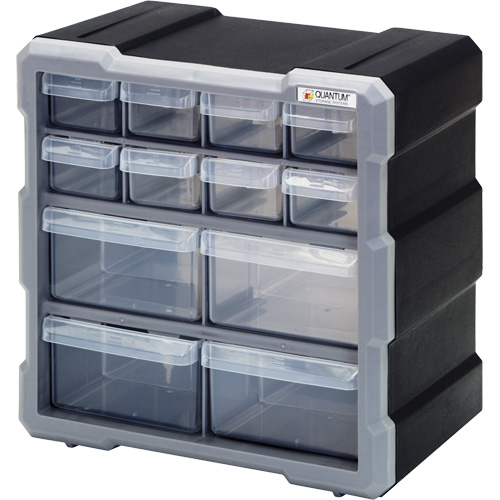 Armoire &agrave; tiroir, Plastique, 12 tiroirs, 10-1/2" x 6-1/4" x 10-1/4", Noir Solutions industrielles ALPHA