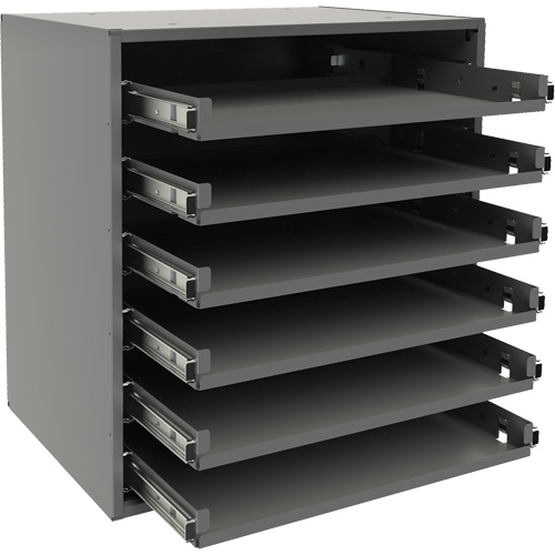 Support de glissi&egrave;re &agrave; petit roulement, Acier, 6 compartiments, 15-9/16" la x 11-7/8" p, 16-3/8" h, Gris Solutions industrielles ALPHA