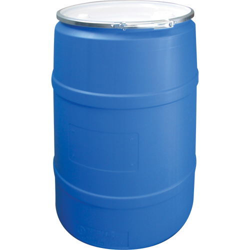 Barils en poly&eacute;thyl&egrave;ne, 55 gal. US (45 gal. imp.), Dessus ouvert, Bleu Solutions industrielles ALPHA