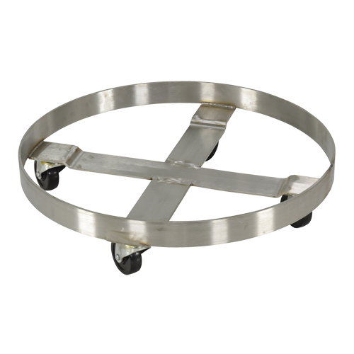 Chariots pour barils, Acier inoxydable, Capacit&eacute;e 800 lb, Diam&egrave;tre 23-1/4", Roue en Caoutchouc Solutions industrielles ALPHA