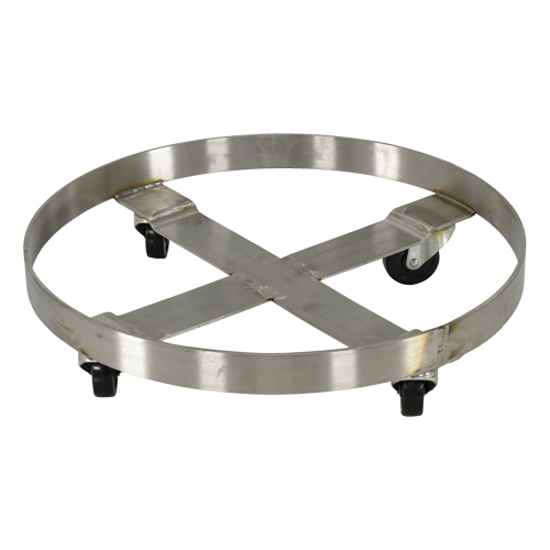 Chariots pour barils, Acier inoxydable, Capacit&eacute;e 800 lb, Diam&egrave;tre 23-1/4", Roue en Caoutchouc Solutions industrielles ALPHA