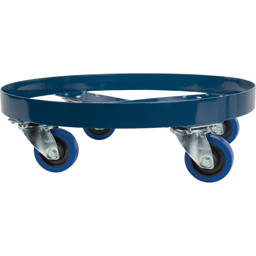 Chariot pour baril, Acier, Capacit&eacute;e 1400 lb, Diam&egrave;tre 24", Roue en &eacute;lastique bleu Solutions industrielles ALPHA
