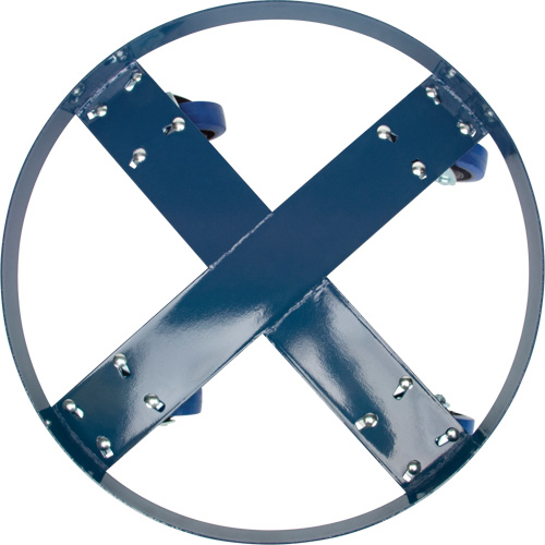 Chariot pour baril, Acier, Capacit&eacute;e 1400 lb, Diam&egrave;tre 24", Roue en &eacute;lastique bleu Solutions industrielles ALPHA