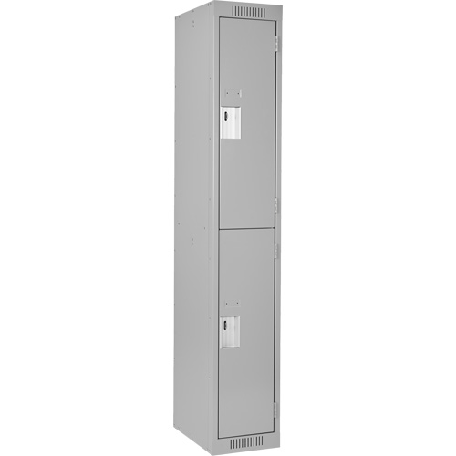 Casiers Clean Line, 2 niveaux, 12" x 18" x 72", Acier, Gris, Rivet (assembl&eacute;) Solutions industrielles ALPHA