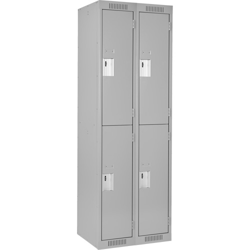 Clean Line Lockers, 2 -tier, Bank of 2, 24" x 18" x 72", Steel, Grey, Rivet (Assembled) Solutions industrielles ALPHA