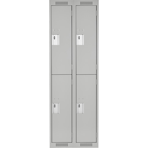 Clean Line Lockers, 2 -tier, Bank of 2, 24" x 18" x 72", Steel, Grey, Rivet (Assembled) Solutions industrielles ALPHA