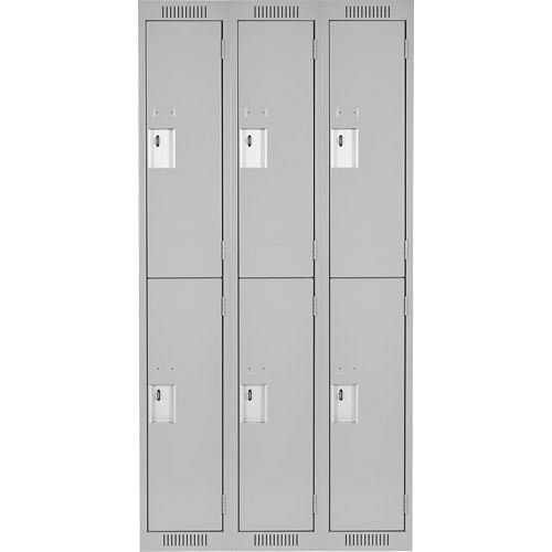 Clean Line Lockers, 2 -tier, Bank of 3, 36" x 18" x 72", Steel, Grey, Rivet (Assembled) Solutions industrielles ALPHA