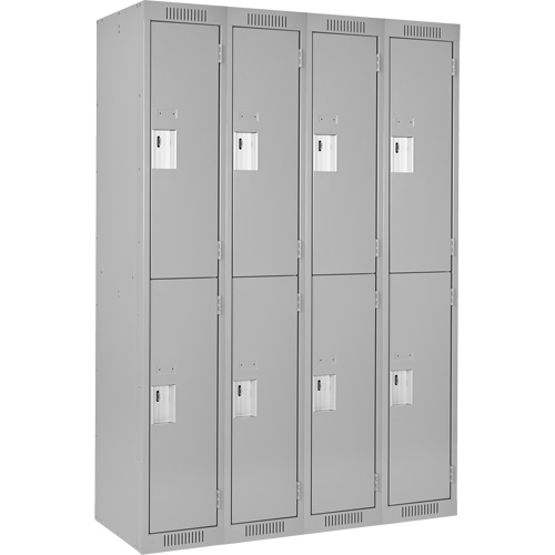 Clean Line Lockers, 2 -tier, Bank of 4, 48" x 18" x 72", Steel, Grey, Rivet (Assembled) Solutions industrielles ALPHA