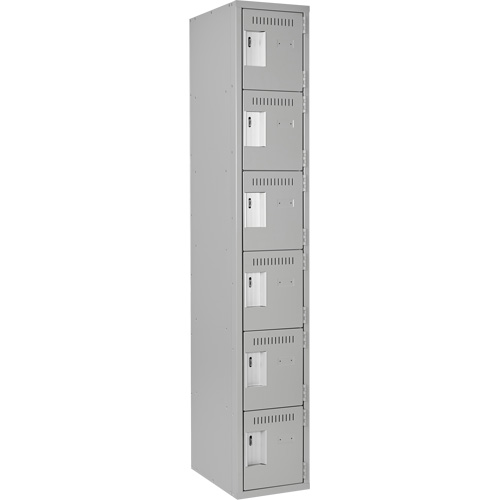Clean Line Lockerettes, 6 -tier, 12" x 18" x 72", Steel, Grey, Rivet (Assembled) Solutions industrielles ALPHA