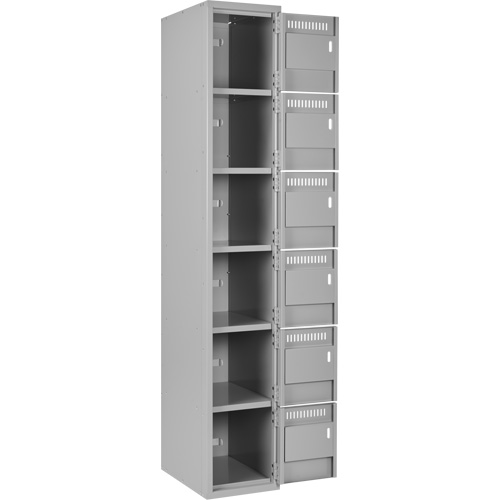Clean Line Lockerettes, 6 -tier, Bank of 4, 48" x 18" x 72", Steel, Grey, Rivet (Assembled) Solutions industrielles ALPHA