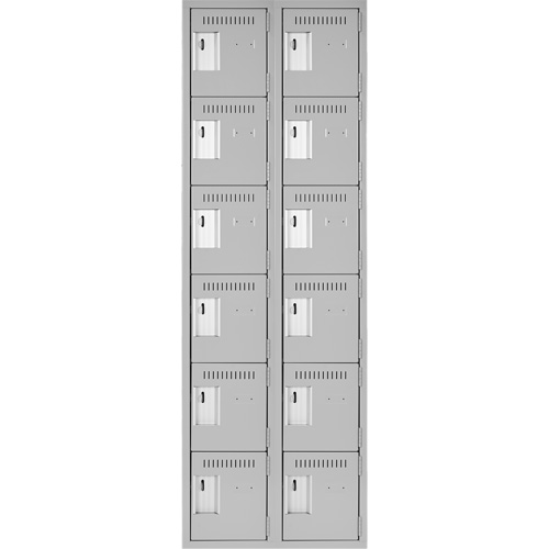 Clean Line Lockerettes, 6 -tier, Bank of 2, 24" x 18" x 72", Steel, Grey, Rivet (Assembled) Solutions industrielles ALPHA