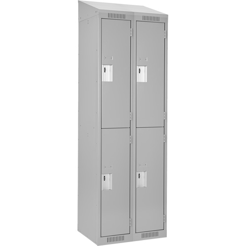 Clean Line Lockers, 2 -tier, Bank of 2, 24" x 18" x 78", Steel, Grey, Rivet (Assembled) Solutions industrielles ALPHA