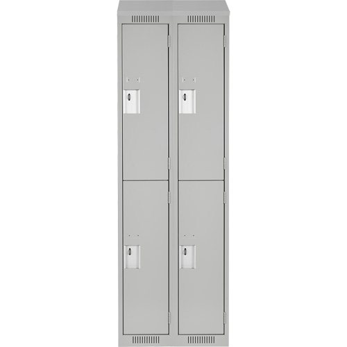 Clean Line Lockers, 2 -tier, Bank of 2, 24" x 18" x 78", Steel, Grey, Rivet (Assembled) Solutions industrielles ALPHA