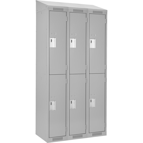 Clean Line Lockers, 2 -tier, Bank of 3, 36" x 18" x 78", Steel, Grey, Rivet (Assembled) Solutions industrielles ALPHA