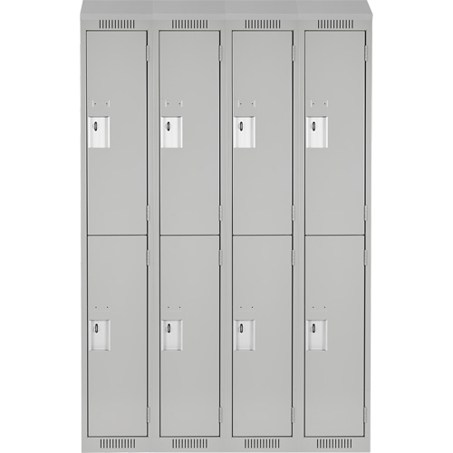 Clean Line Lockers, 2 -tier, Bank of 4, 48" x 18" x 78", Steel, Grey, Rivet (Assembled) Solutions industrielles ALPHA