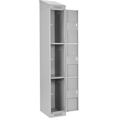 Clean Line Lockers, 3 -tier, Bank of 4, 48" x 18" x 78", Steel, Grey, Rivet (Assembled) Solutions industrielles ALPHA