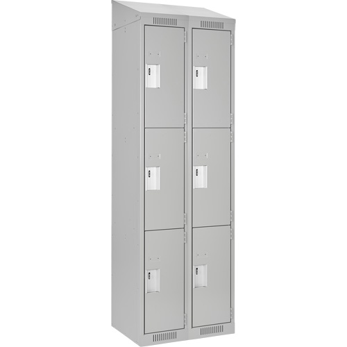 Clean Line Lockers, 3 -tier, Bank of 2, 24" x 18" x 78", Steel, Grey, Rivet (Assembled) Solutions industrielles ALPHA