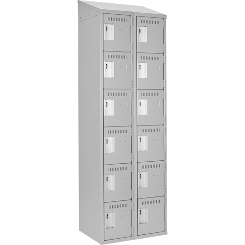 Clean Line Lockerette , 6 -tier, Bank of 2, 24" x 18" x 78", Steel, Grey, Rivet (Assembled) Solutions industrielles ALPHA