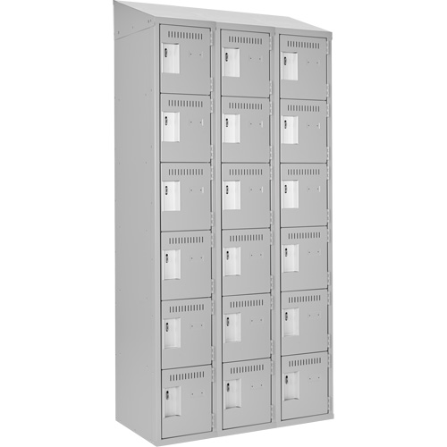 Clean Line Lockerette , 6 -tier, Bank of 3, 36" x 18" x 78", Steel, Grey, Rivet (Assembled) Solutions industrielles ALPHA