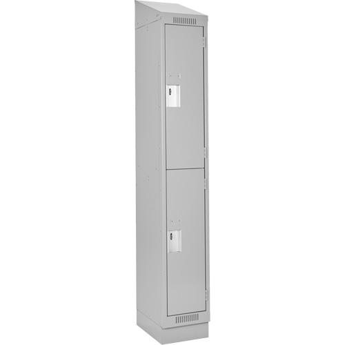 Casiers Clean Line, 2 niveaux, 12" x 18" x 82", Acier, Gris, Rivet (assembl&eacute;) Solutions industrielles ALPHA