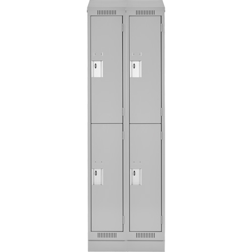 Clean Line Lockers, 2 -tier, Bank of 2, 24" x 18" x 82", Steel, Grey, Rivet (Assembled) Solutions industrielles ALPHA