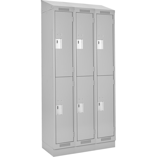 Clean Line Lockers, 2 -tier, Bank of 3, 36" x 18" x 82", Steel, Grey, Rivet (Assembled) Solutions industrielles ALPHA